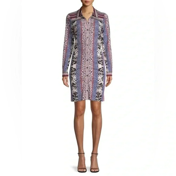 Hale Bob Dresses & Skirts - HALE BOB | Mixed-Print Long-Sleeve Shirtdress